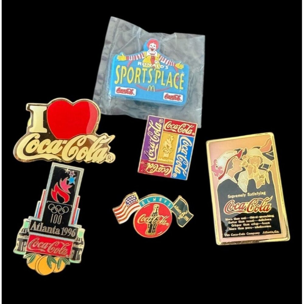 Lot Of 6 1996 Olympics Atlanta GA Coca-Cola Lapel Collectors Pins